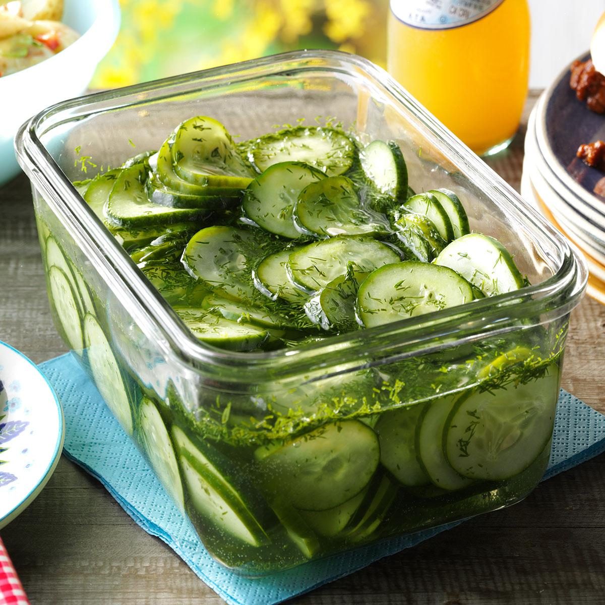 sliced cucumbers in a dish