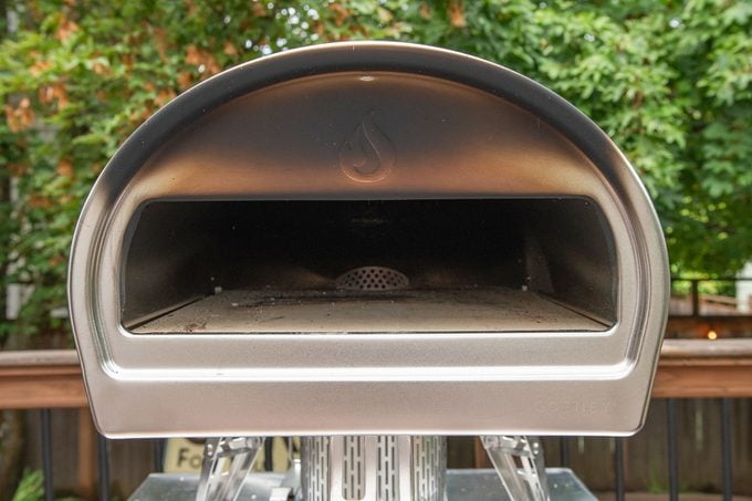 Gozney Roccbox Pizza Oven out in backyard